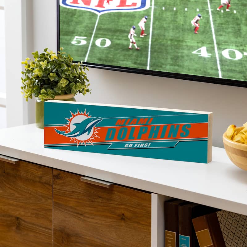 Miami Dolphins Wooden Tabletop Mantel Shelf Sign - 5" x 18"