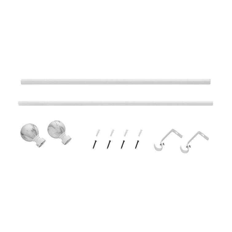 Acroma Adjustable Single Curtain Rod and Coordinating Finial Set