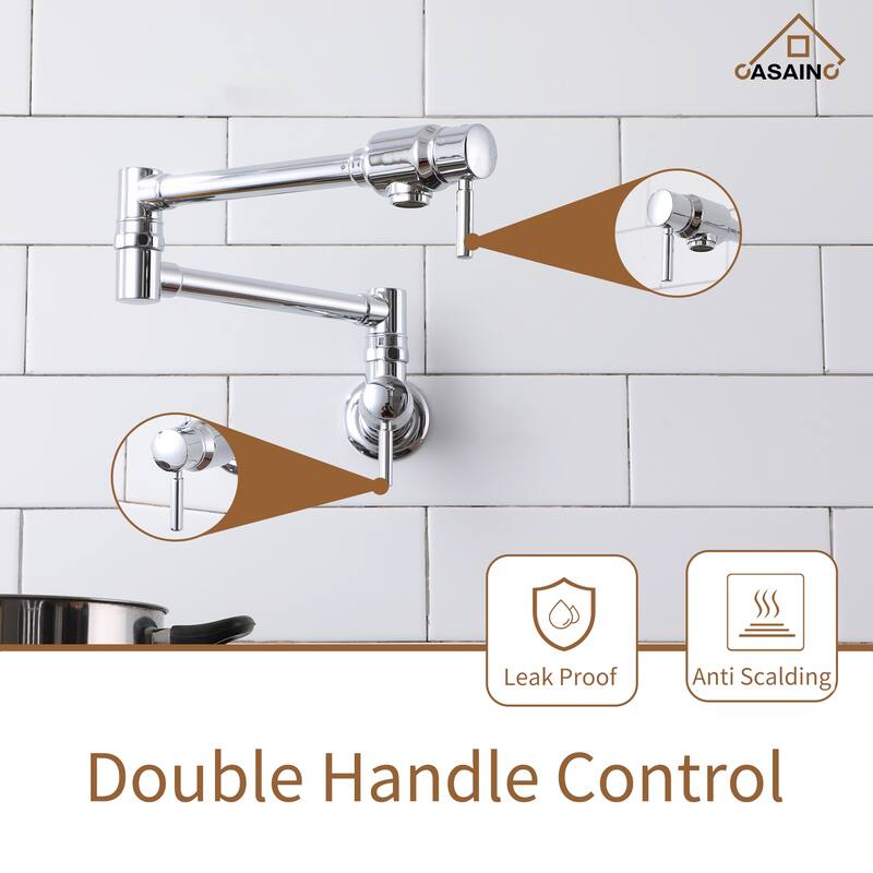 1.8 GPM Wall Mounted Mount Pot Filler Kitchen Faucet