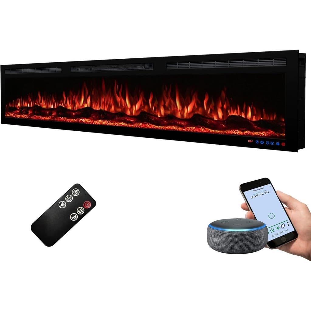 72inches WiFi-Enabled Electric Fireplace Inserts,Smart Control via Alexa or App