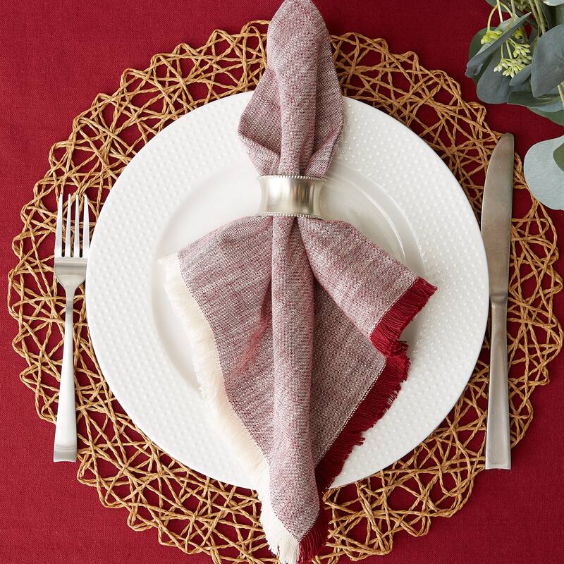 DII Burnt Orange Tonal Fringe Napkin Set/6