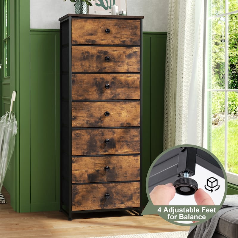 Slim Tall Vertical 7-Drawer Chest Dresser Closet Storage Organizer Unit for Bedroom