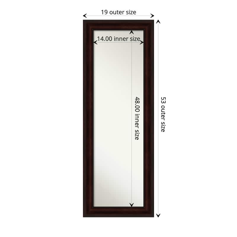 Non-Beveled Full Length On The Door Mirror - Coffee Bean Frame - Coffee Bean Brown - Outer Size: 19 x 53 in