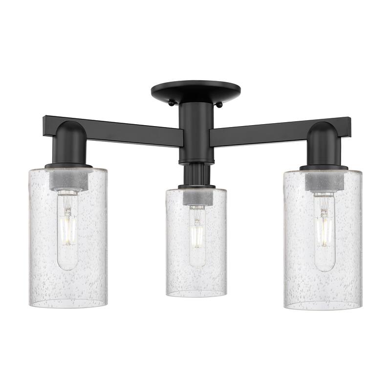 Innovations Lighting Endless Possibilities Arcadia - Clymer - 3 Light 21" Semi-Flush Mount - Seedy/Matte Black