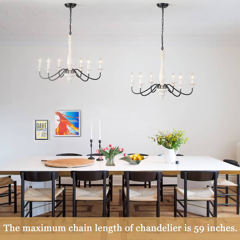 6-Light Candlestick Hanging Ceiling Light Fixture Linear Chandelier Lighting for Kitchen Island