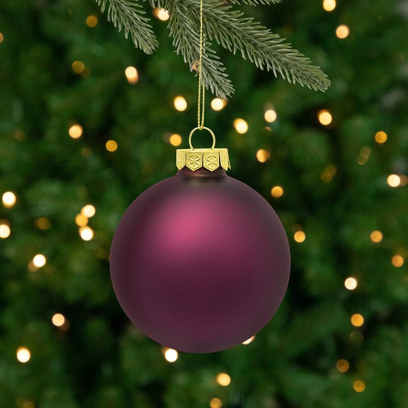 Matte Finish Glass Christmas Ball Ornaments 1.25" (30Mm) Purple 40Ct