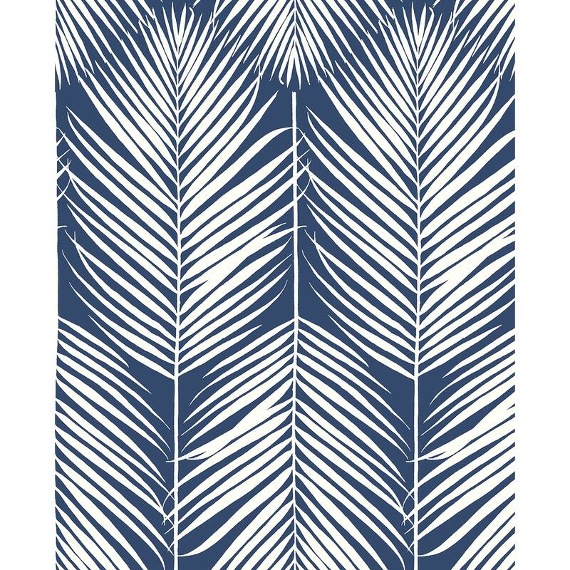 NextWall Palm Silhouette Peel and Stick Wallpaper - 20.5 in. W x 18 ft. L - Coastal Blue