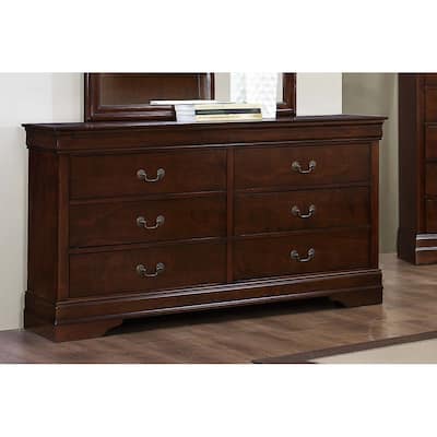 6 Drawer Wooden Dresser In Contemporary Style, Brown