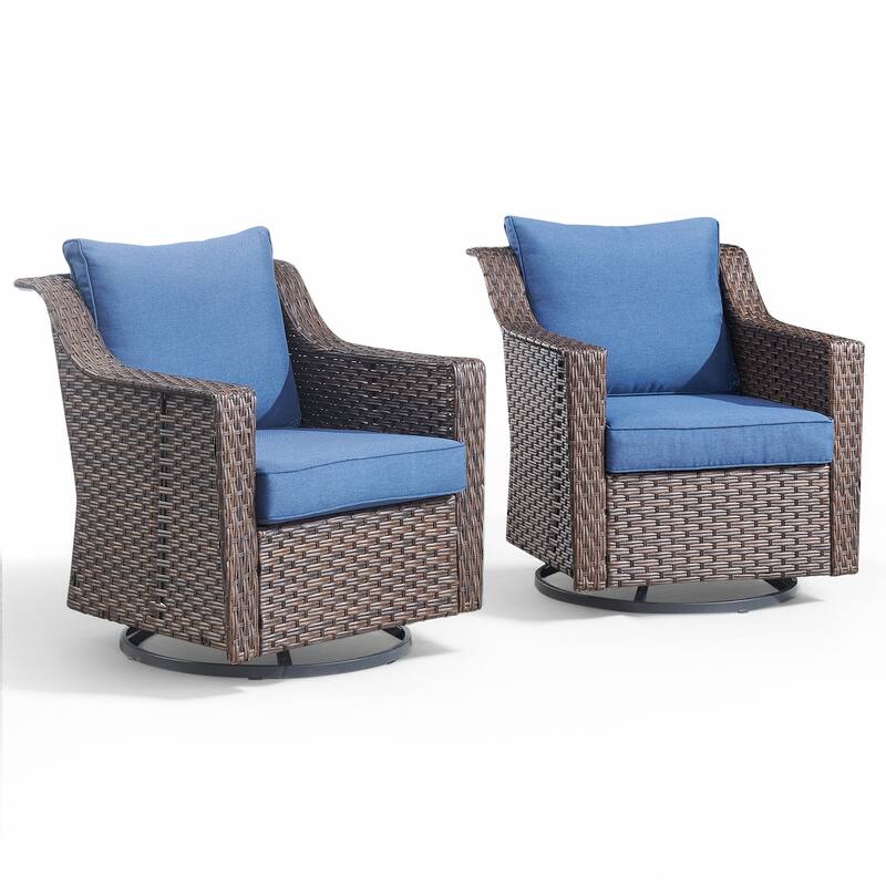 Gymojoy Outdoor Wicker Swivel Glider Chairs with Cushions