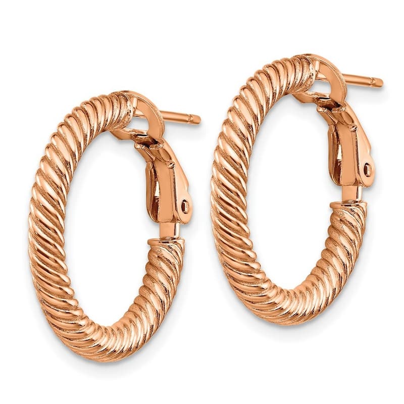 Curata 14k Rose Gold Twisted Round Omega Back Hoop Earrings - 21x21mm