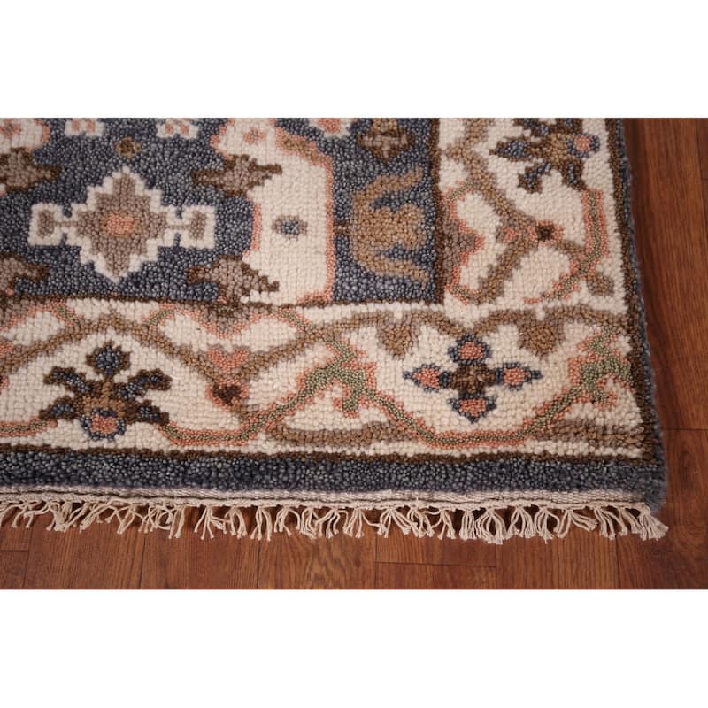 Oushak Oriental Runner Rug Handmade Blue Wool Carpet - 2'7"x 8'5"