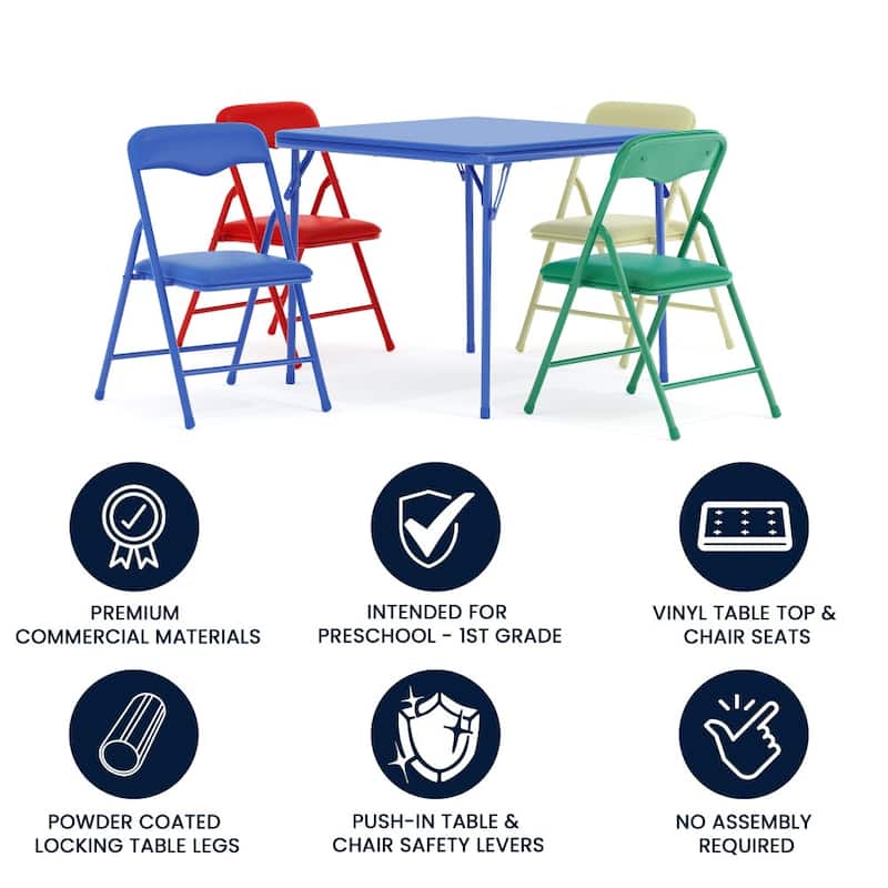 Kids 5-Piece Classroom Folding Table and Chairs Set