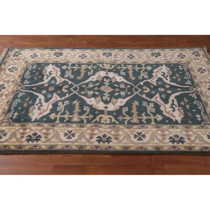 Oushak Indian Area Rug Handmade Wool Carpet - 4'2"x 6'1"