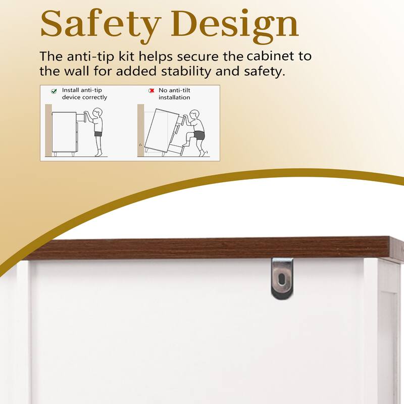 Farmhouse Storage Cabinet Buffet Sideboard with Barn Doors, 2 Drawers, Adjustable Shelves & Door Racks, Coffee Bar Console