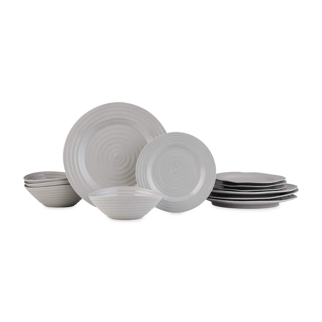 Portmeirion Sophie Conran Grey 12 Piece Dinnerware Set - 11', 8", 7.5"