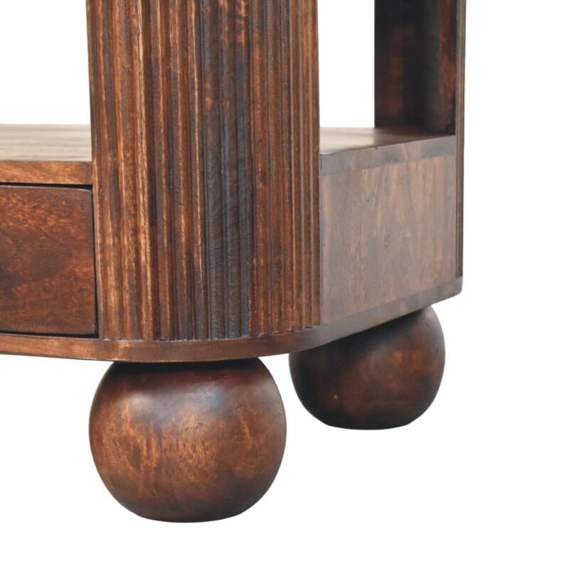 Artisan Furniture Solid Wood Sphere Leg Coffee Table, Brown, 2-Drawers