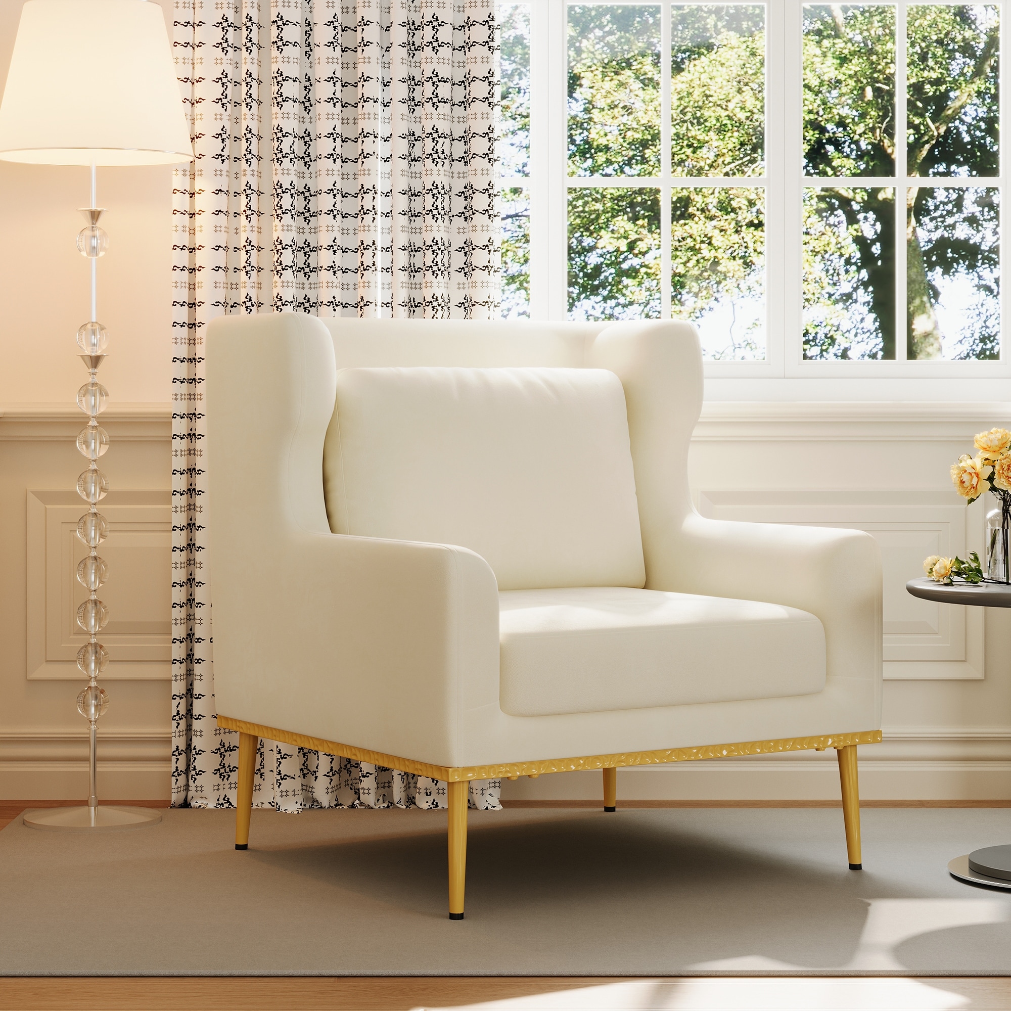 Velvet Accent Chair Reading Chair Sofa Chair with Iron Legs, Arm Chair Leisure Chair Padded Chair Vanity Chair