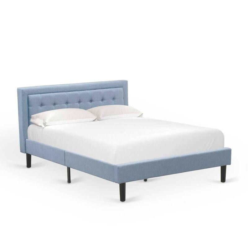 Queen Size Upholstered Bed - Linen Fabric Headboard - Modern Bedroom Furniture