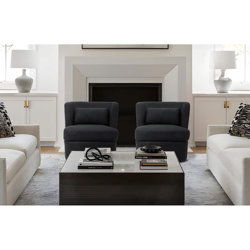 Upholstered Swivel Barrel Accent Chair (Set of 2)