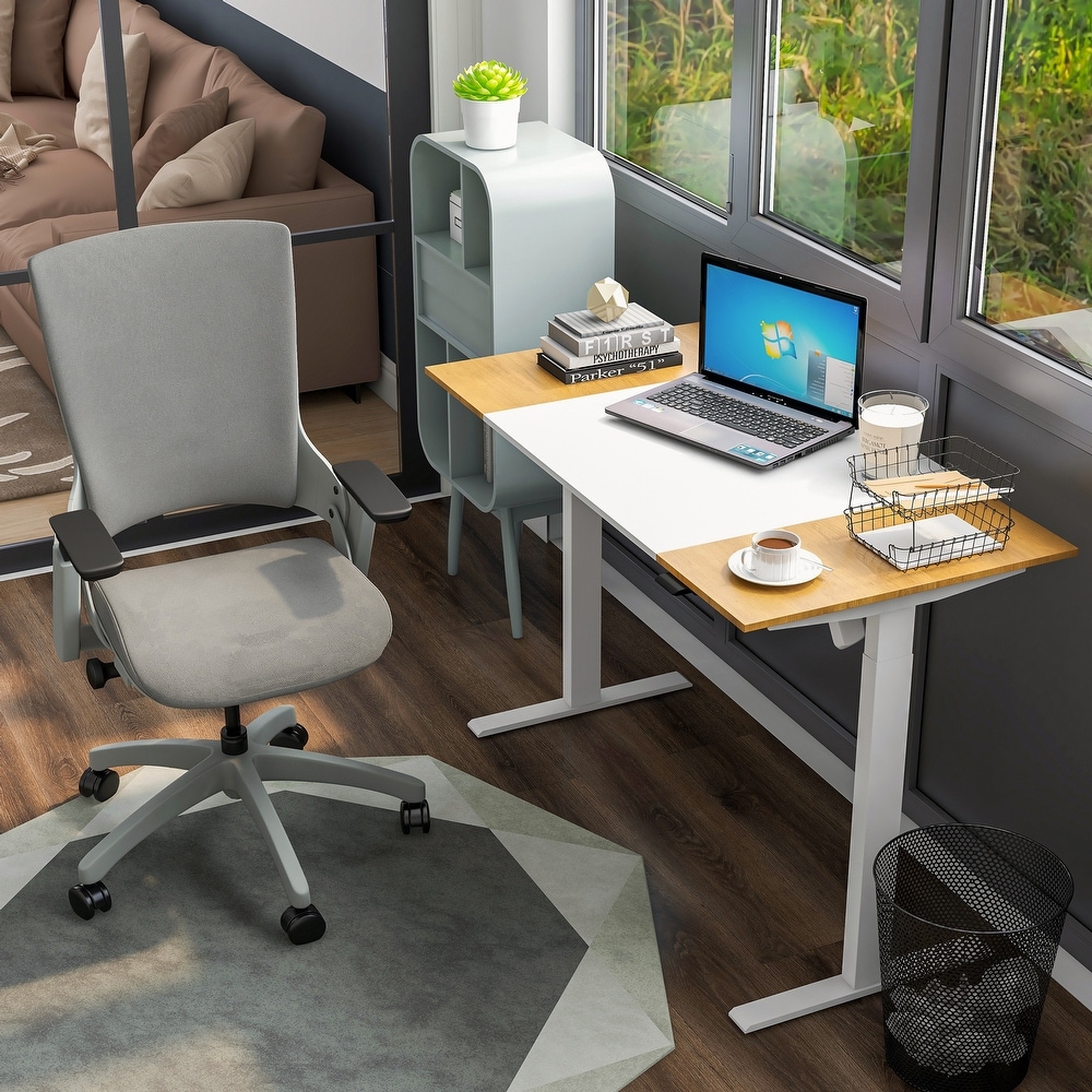 Sit to Stand up Desk Home Computer Desk 23-32 in Powder Coated Black Frame and 1 Thick Walnut Top 36 Inch Calico Designs Adapta Height Adjustable Office Desk All-Purpose Utility Table 