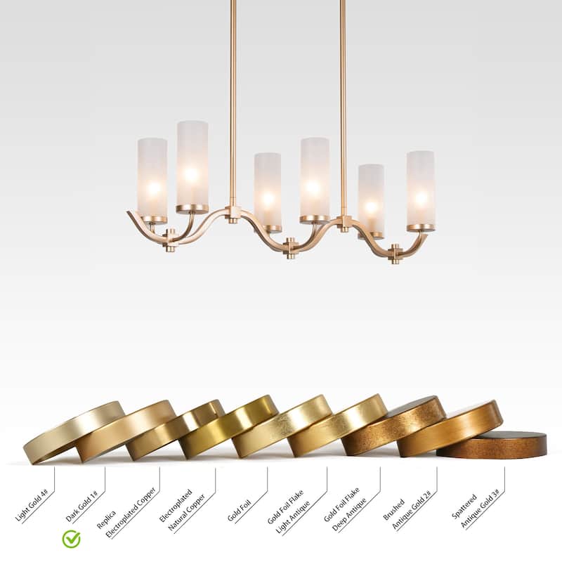 Kayna Mid-Century Modern 6-Light Chandelier Frosted Glass Lights for Kitchen Island
