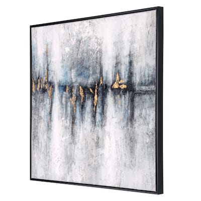 Cobalt Haze, Hand Painted Framed Canvas