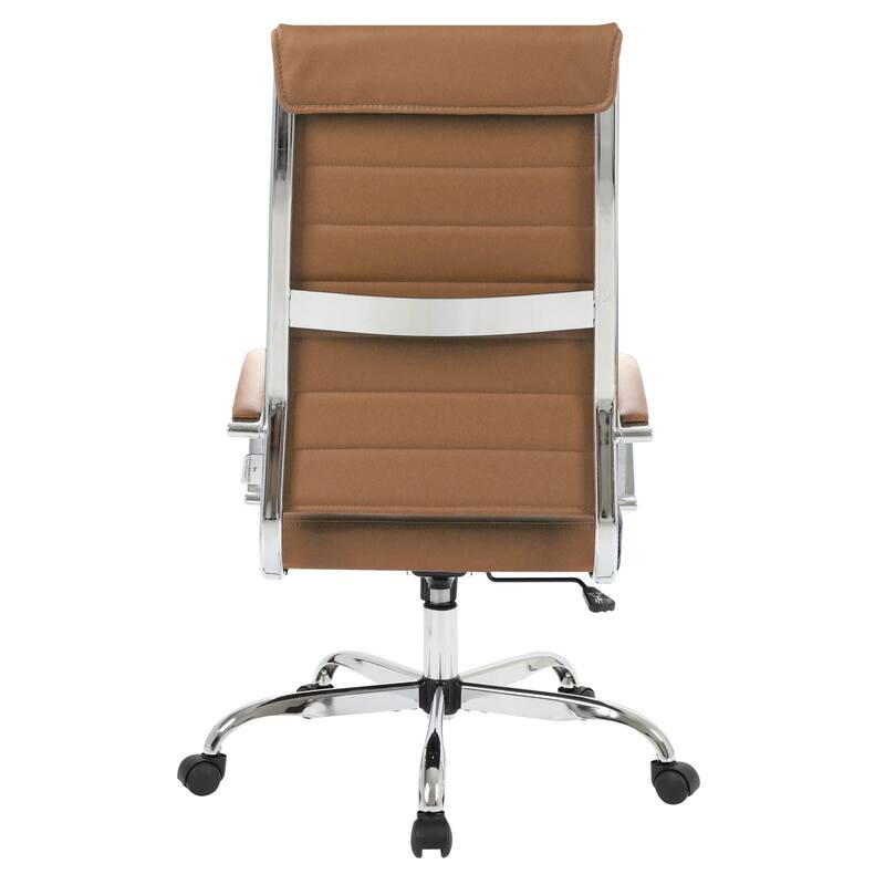 Benmar Leather Executive Office Chair with Chrome Frame, Adjustable Height, Tilt Lock, 360° Swivel, and Smooth Rolling Casters