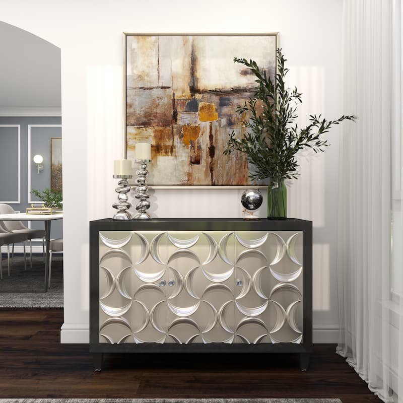 Brown Canvas Abstract Living Room Framed Wall Art with Silver Frame