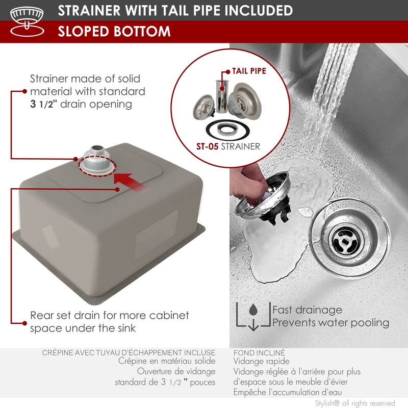 Dual Mount 19" Stainless Steel Single-Bowl Kitchen Sink S-408T - 20 1/2" x 18" x 9"