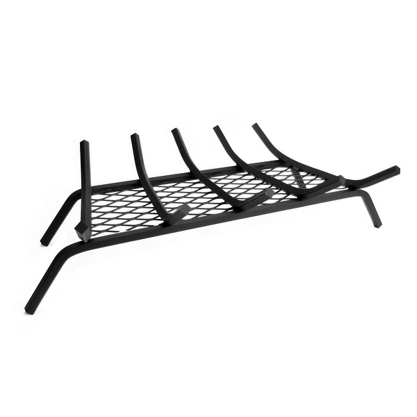 Pleasant Hearth BG5-275EM Steel Fireplace Grate with 1/2-Inch Square Bars and Ember Retainer, 27-Inch Length - Black