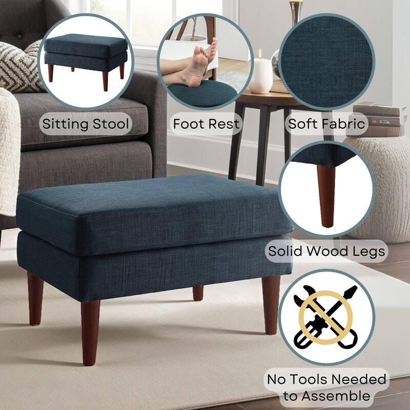 Mid Century Ottoman - Upholstered Accent Furniture with Hidden Storage and Sleek Retro Design for Living Spaces