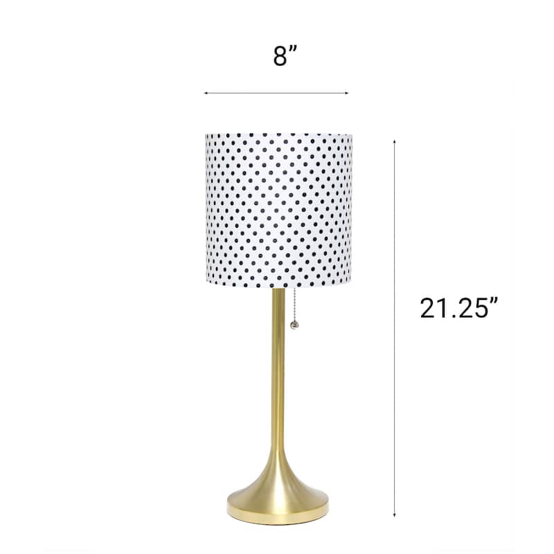 Curved Metal Table Lamp with Polka Dots Drum Shade - 21.5" - Gold and White