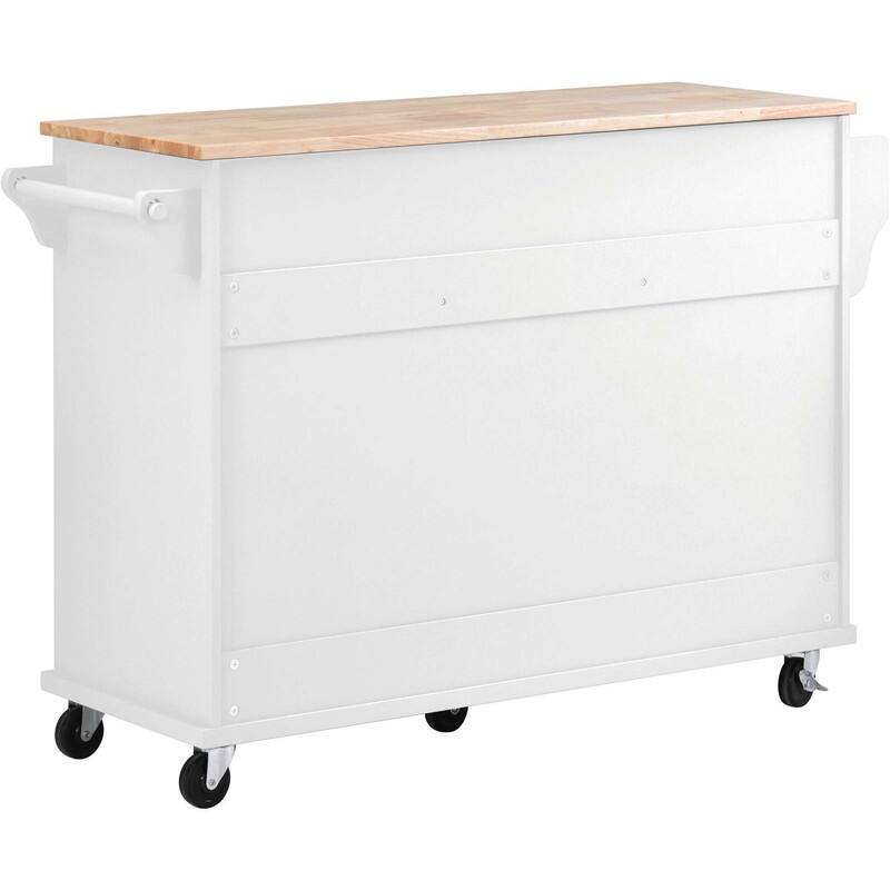 53-Inch Width kitchen Island cart with storage and 5 draws