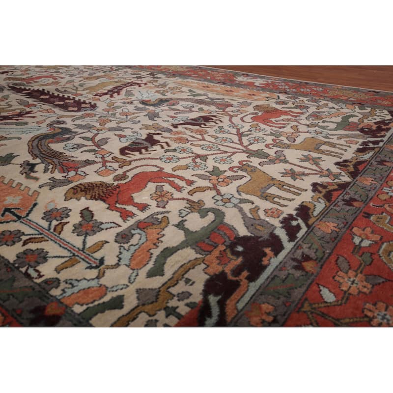 Animal Pictorial Ziegler Indian Large Area Rug Handmade Wool Carpet - 10'0"x 13'10"