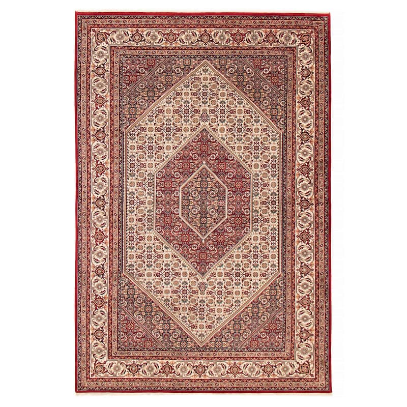 ECARPETGALLERY Hand-knotted Bijar Cream, Red Wool Rug - 6'6 x 9'8 - Cream/ Red - 6'6 x 9'8