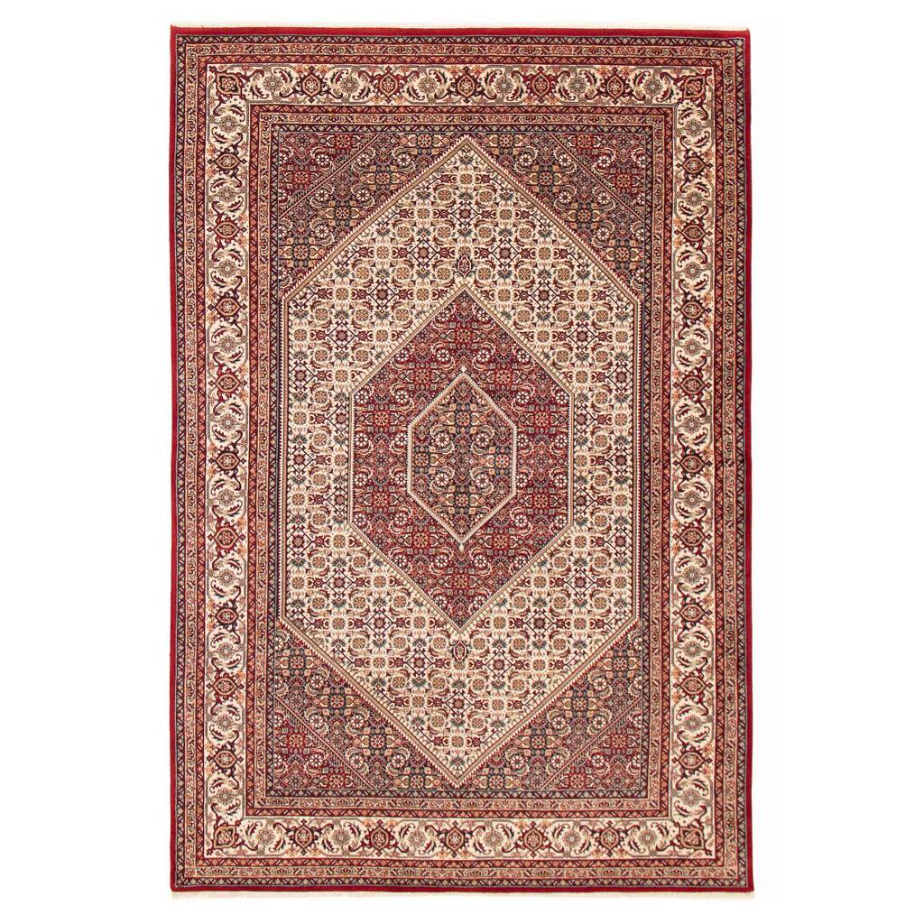 ECARPETGALLERY Hand-knotted Bijar Cream, Red Wool Rug - 6'6 x 9'8