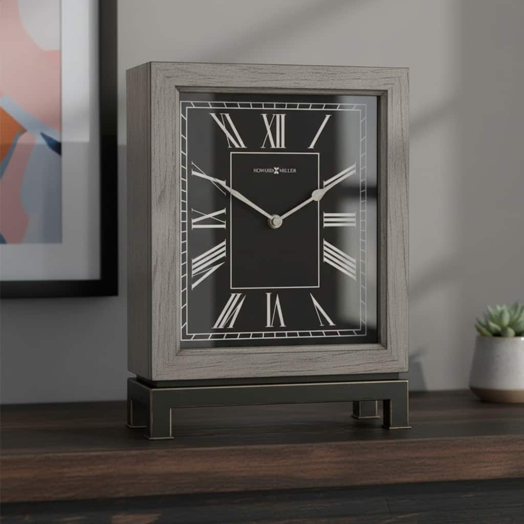 Howard Miller Weathered Grey Wood Accent Mantel Clock