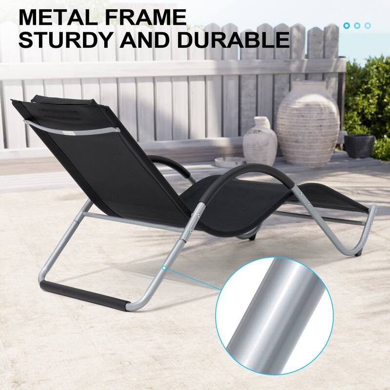 Outdoor Patio Lounger Chaise Lounges Curved Sunbathing Pool Recliner Chair