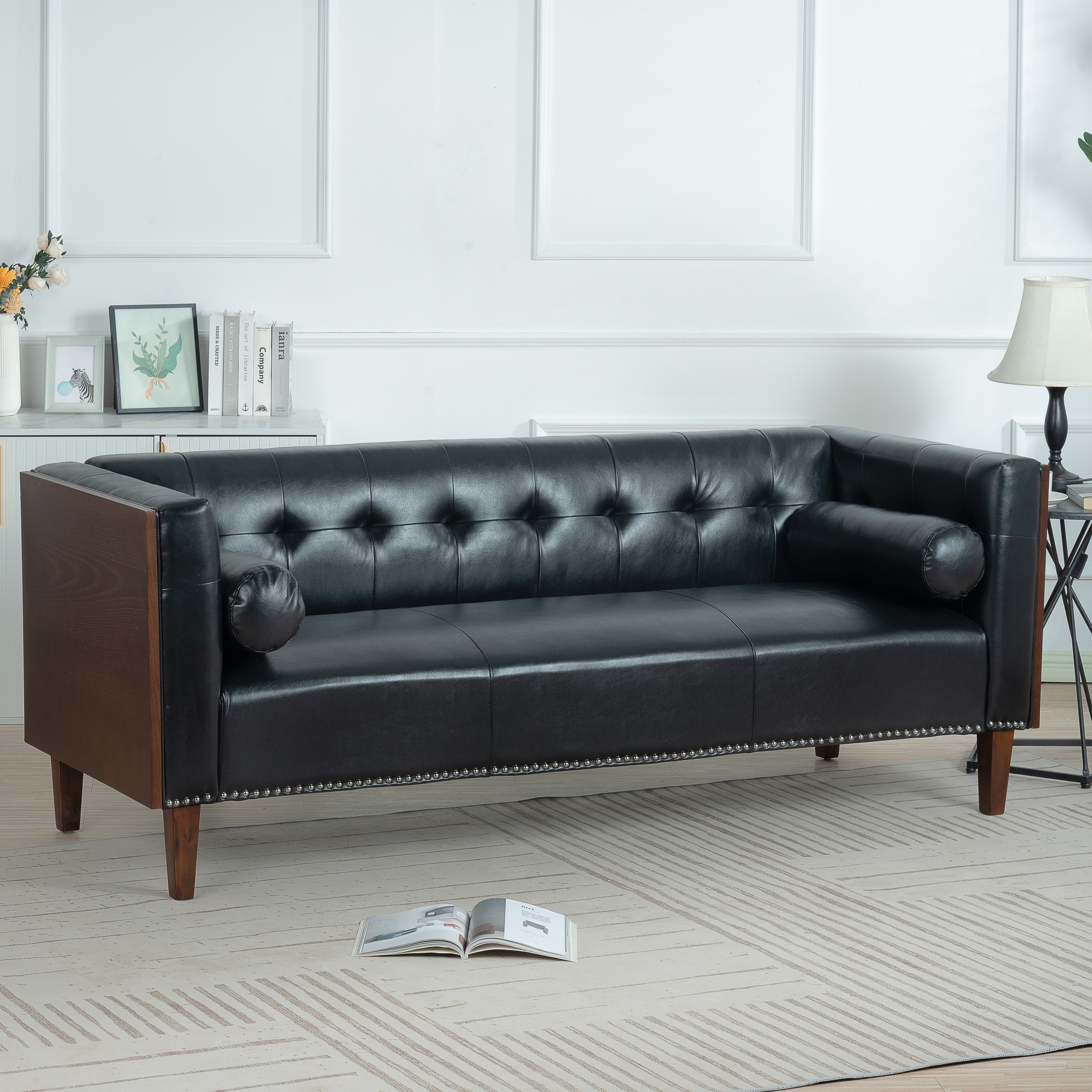 Sofa with wood back and sides discount