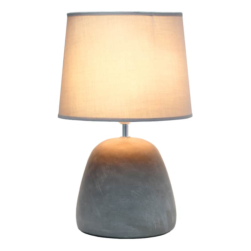 16.93" Organic Modern Concrete Table Lamp, For Living Room, Entryway, Bedroom, Minimalist Accent Lighting, Black Shade - GY