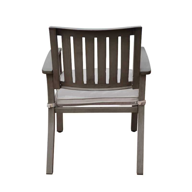 2 Piece Outdoor Dining Chair Set, All-Weather Aluminum Frame Patio Dining Chair Armchair with Cushion for Lawn Garden Backyard