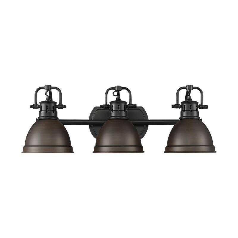 Yep by Golden Lighting Duncan 3-light Vanity in Matte Black and Rubbed Bronze shade