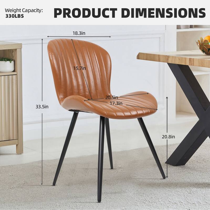 Modern Leather Upholstered Dining Chairs (Set of 2)