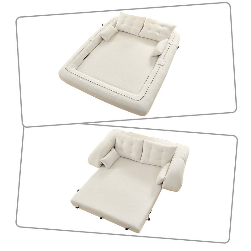 Modern style convenient frame-less convertible sofa bed with cushions and lumbar pillows, high resilience foam padding