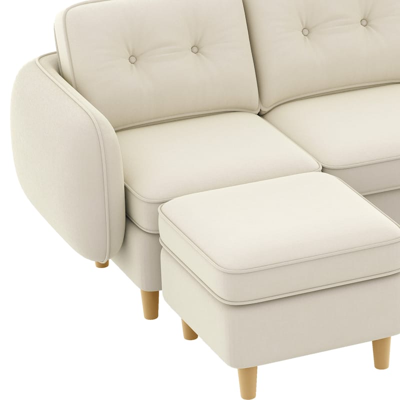 Moasis Modular Sectional Sofa, Velvet 6-Seater L/U-Shaped Couch with Tufted Backrest for Living Room, Beige - Beige