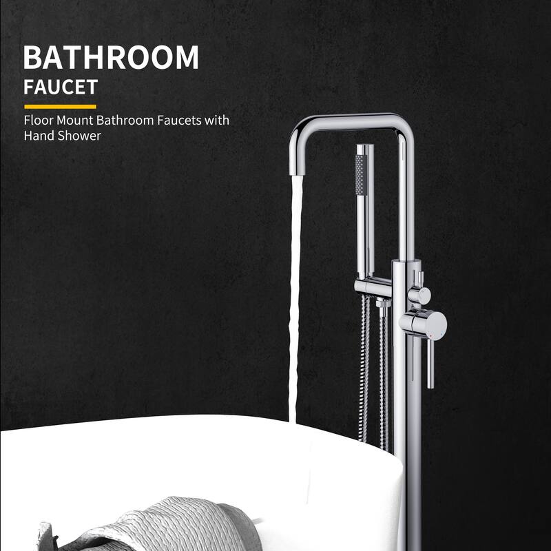 GIVINGTREE Single Handle Floor Mounted Tub Filler with Handshower