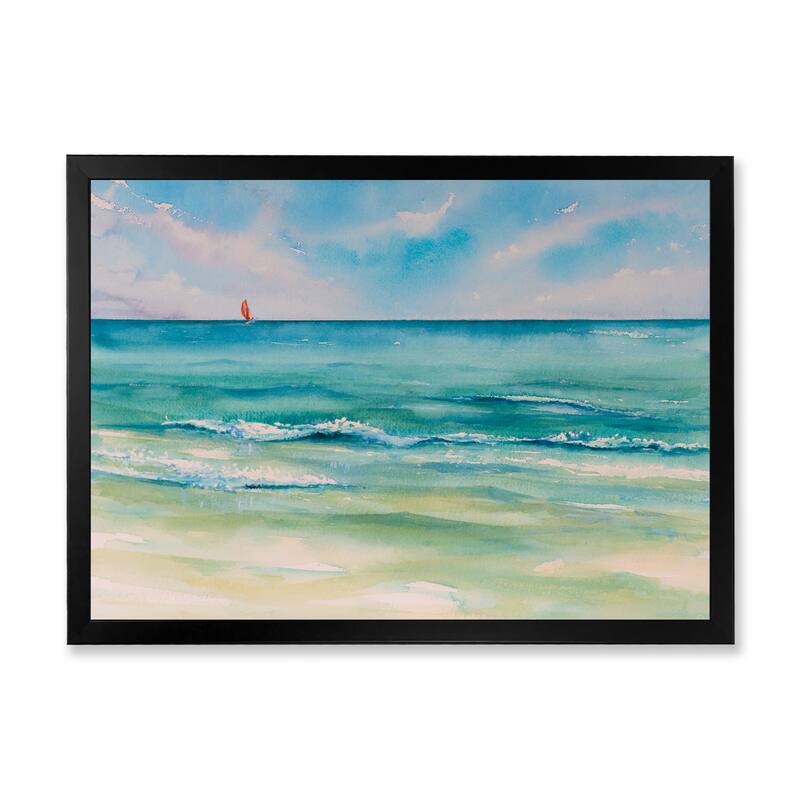 Designart "Tropical Beach Painting II" Nautical & Coastal Framed