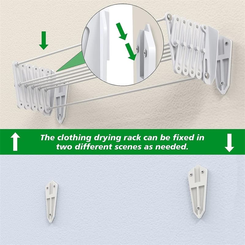 Wall Mounted Drying Rack Clothing for Laundry Foldable - 5.1"D x 24.2"W x 5.3"H