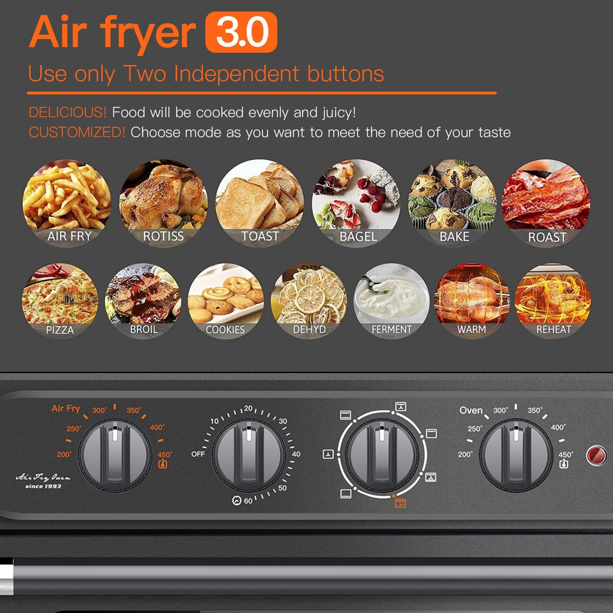 WEESTA 7-in-1 Air Fryer Toaster Oven Combo Grey