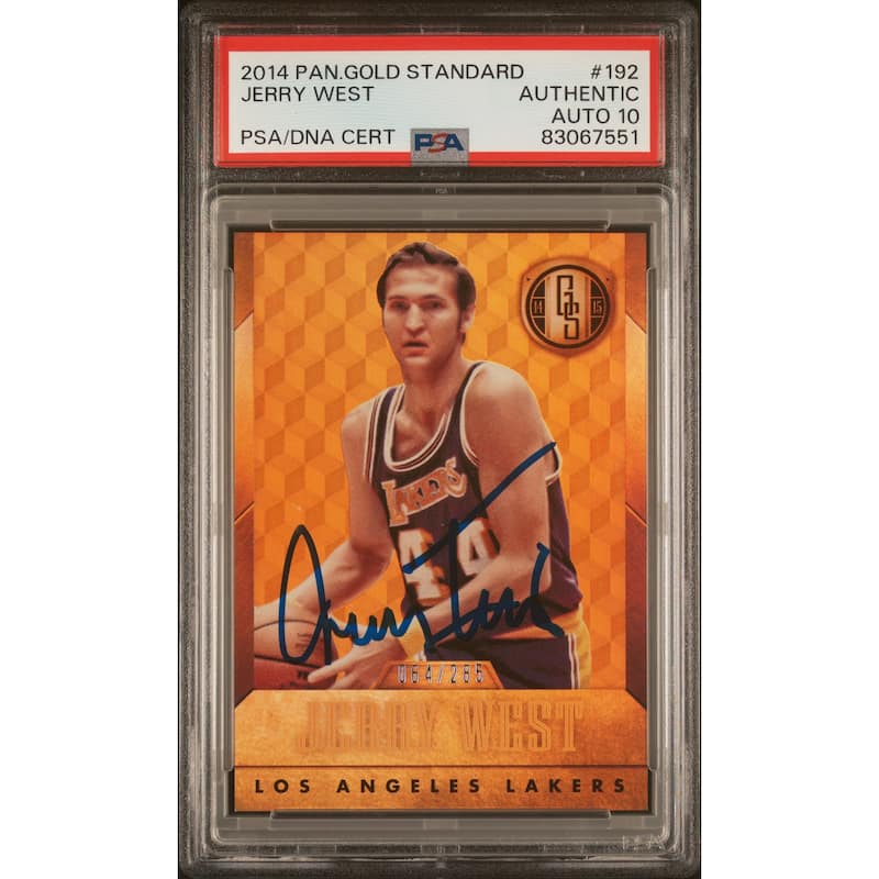 Jerry West 2014 Panini Gold Standard Signed Card #192 Auto Graded PSA 10 64/285 - 8'6" x 11'6"